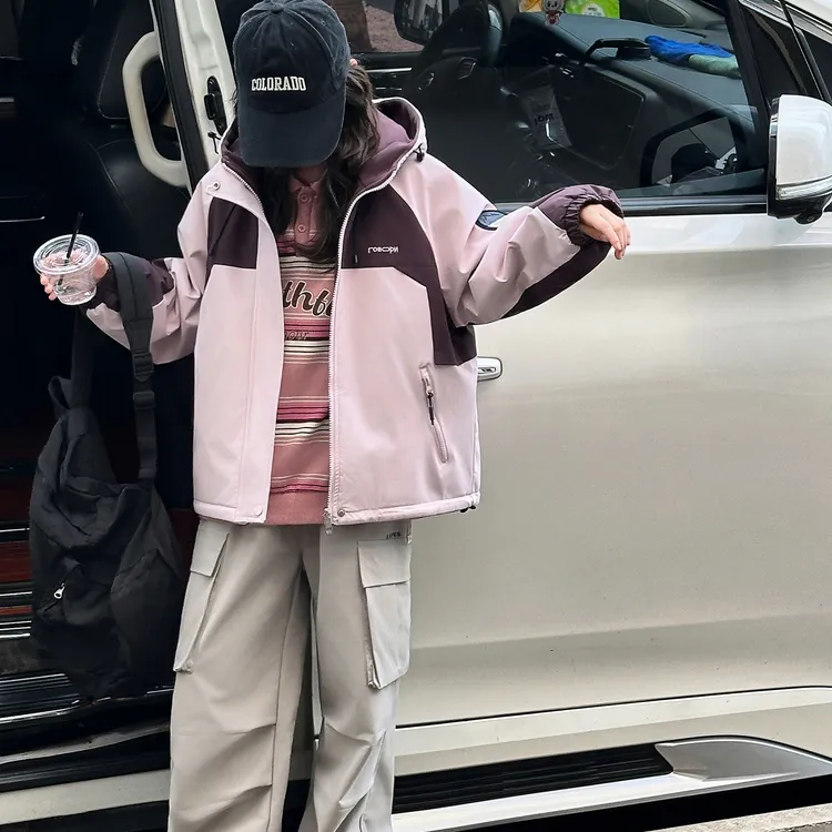 女童冲锋衣秋冬儿童洋气双面穿外套冬季大童初中生防风衣6-12岁潮
