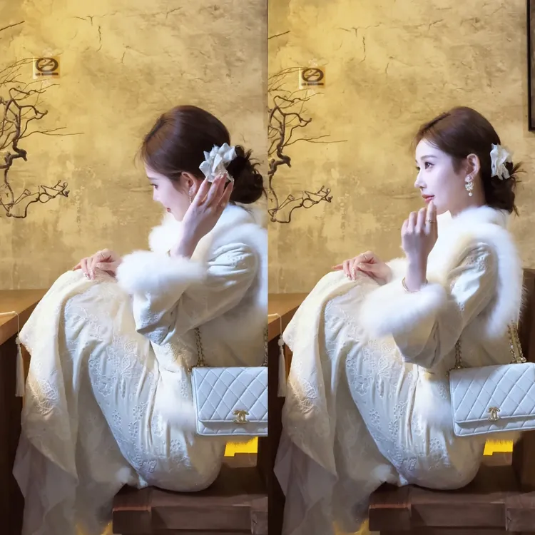 【婷婷】《花香满衣》 丝绒牡丹刺绣狐狸毛旗袍马甲系列TT2SDTZ2703