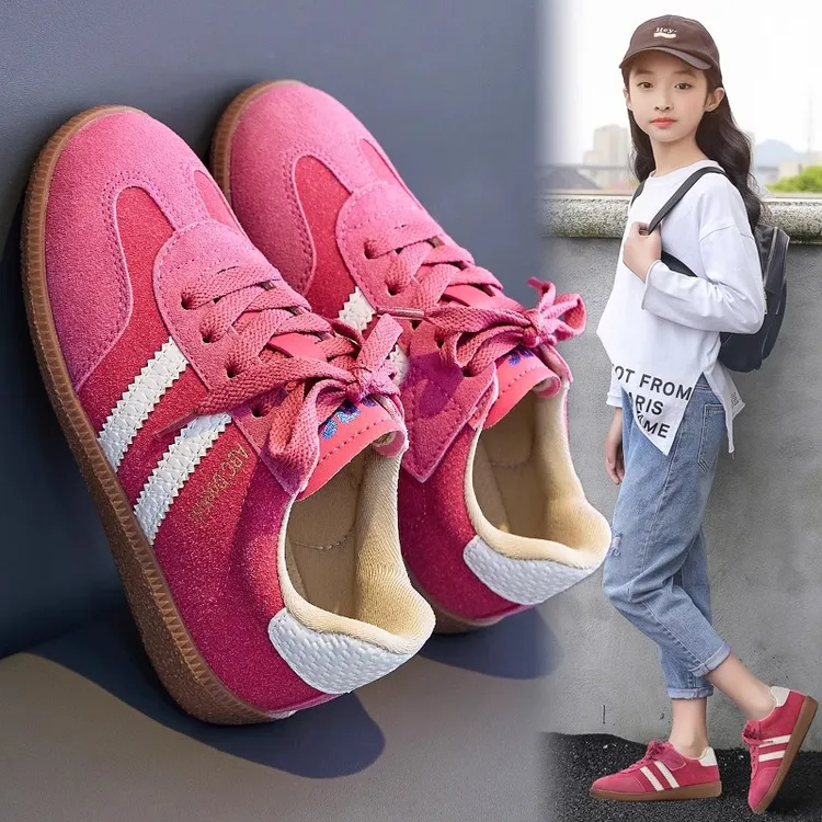 女童鞋子2025春季新款儿童德训鞋平底阿甘鞋小女孩板鞋洋气运动鞋