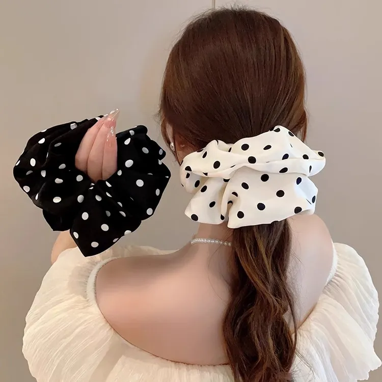 优雅波点大肠圈发圈气质经典布艺发绳大肠圈发饰新款头饰头花女款