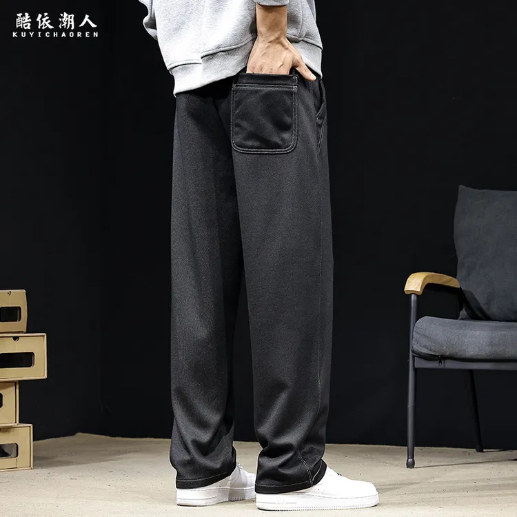合身直筒弹力运动休闲裤男男士长裤子宽松大码春秋款2025秋季新款