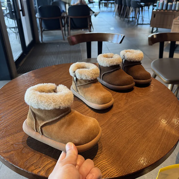 儿童雪地靴女童靴子2025新款冬季男童棉鞋加绒加厚保暖东北大棉靴