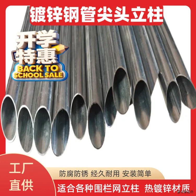 镀锌铁杆子立柱加厚防锈铁管菜园栏杆尖头钢管铁丝网围栏圆管户外