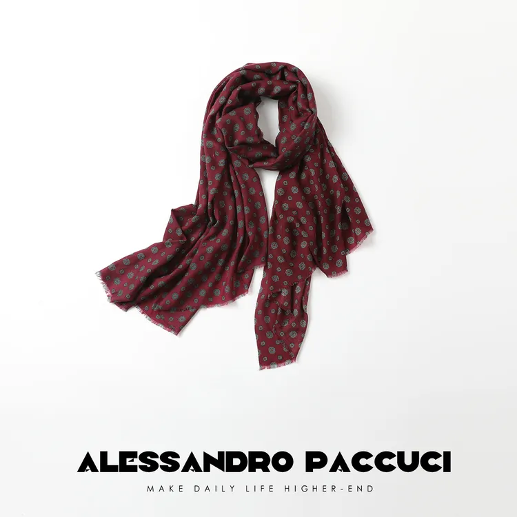 AP洛哥43018AS 高支100羊毛英伦风花纹柔软舒适时尚复古百搭围巾