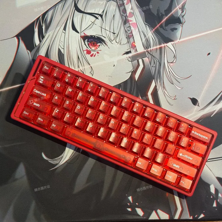 赤焰红PC雾透键帽移印原厂透光适配wooting美加狮迈从等磁轴键盘