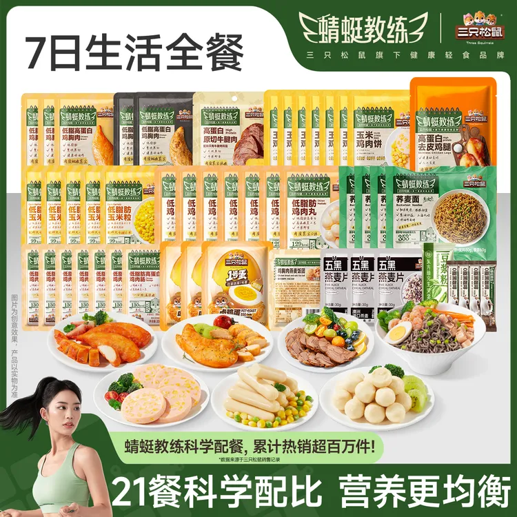 【高蛋白21餐】三只松鼠全餐轻食套餐管理饱腹营养免煮健身牛肉dy