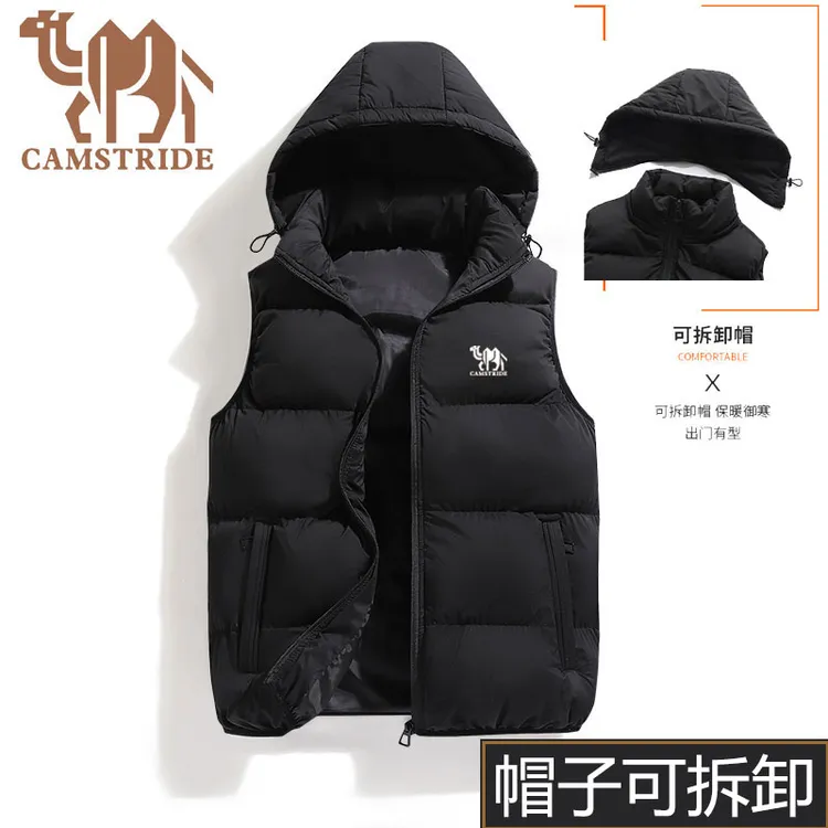 男女同款秋冬款保暖背心马甲男连帽宽松坎肩加厚无袖外套棉马夹