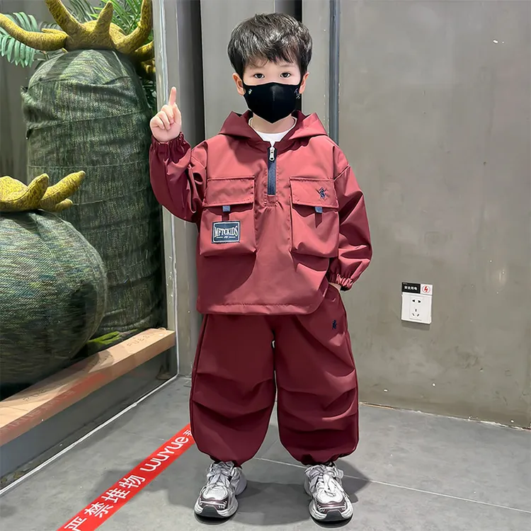 男童套装春秋款2025新款痞帅小男孩冲锋衣外套儿童秋装韩版两件套