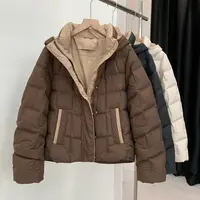 90绒短款羽绒服连帽时尚撞色女冬季保暖外套HS0908