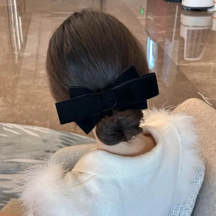 秋冬许妍同款丝绒蝴蝶结发夹2025新款高级感头饰百搭发饰弹簧夹