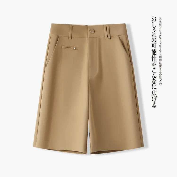 西装五分短裤女夏季2025新款高腰宽松显瘦直筒外穿休闲薄款热裤子