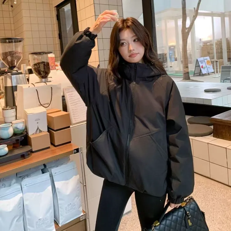 短款加厚95绒白鸭羽绒服抗寒冲锋衣连帽外套派克服