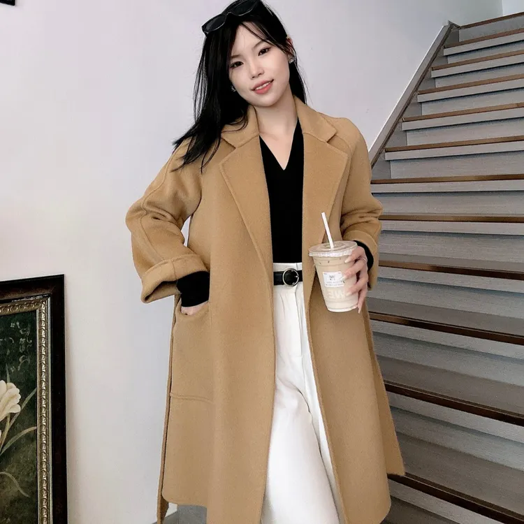 秋冬长款手工双面羊毛大衣赫本风气质时尚适合小个子84018外套