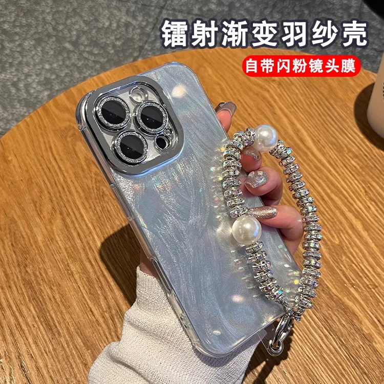 适用苹果/oppo /vivo/羽纱手机壳时尚闪粉镜头膜高级感防摔全包