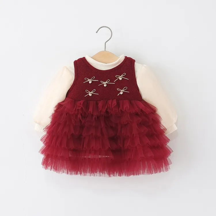 女童秋冬加绒厚款连衣裙婴儿新款洋气一周岁礼服裙韩版蛋糕公主裙