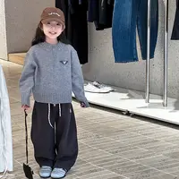 【秋季新款】儿童保暖毛衣女童休闲上衣贴标拉链针织开衫外套25G095