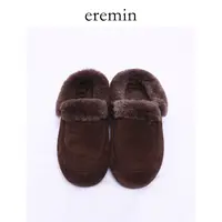 Min 牛反绒圆头一脚蹬平底包头毛绒乐福鞋2572