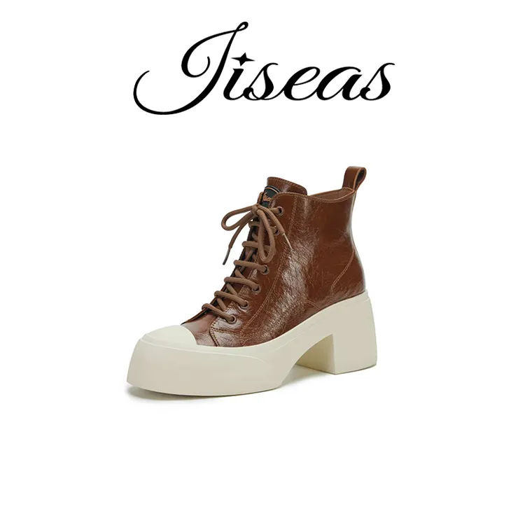JISEAS/捷熙2024秋冬新款真皮短靴厚底增高马丁靴14D3011