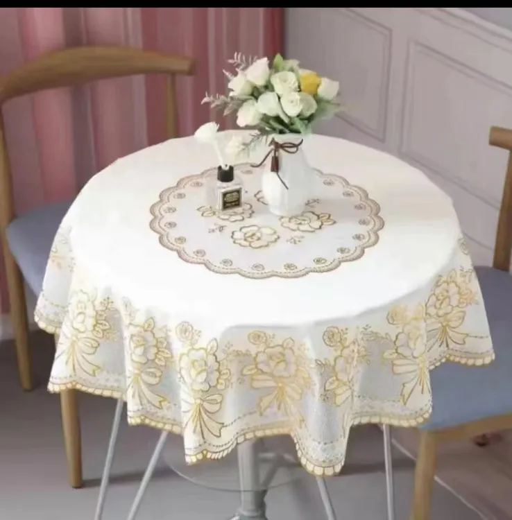 【150直径】圆桌布 PVC升级烫金防水防烫防污免洗桌布圆形