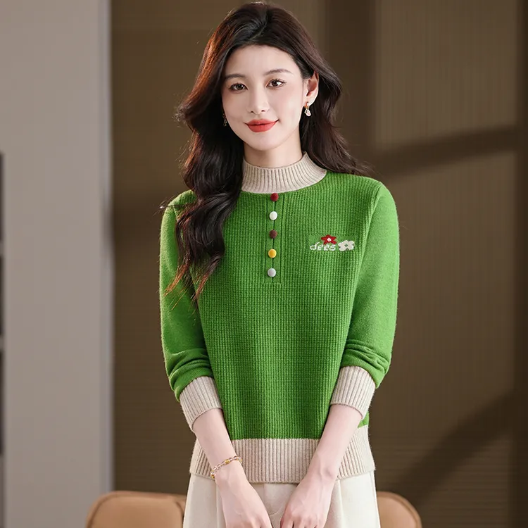 半高领厚款针织衫毛衣女秋冬内搭保暖打底衫俢身显瘦外穿减龄上衣