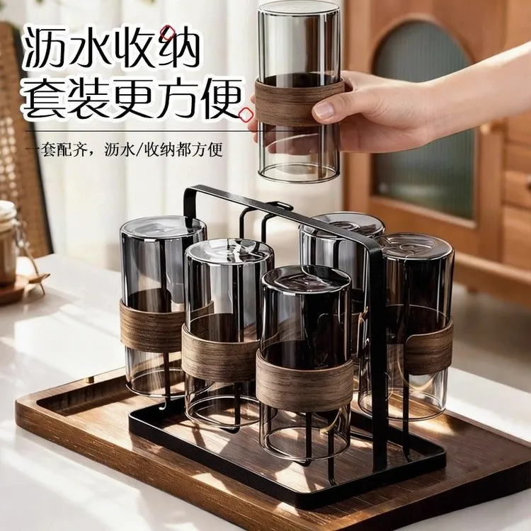 玻璃杯耐高温中式家用喝水杯轻奢茶具水具套装客厅待客防爆冷水壶