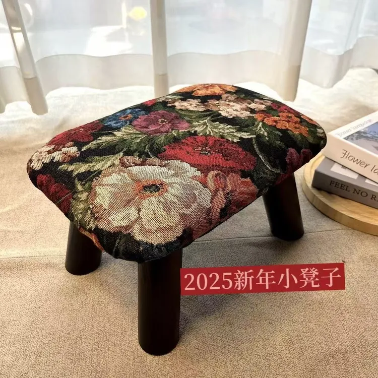 实木美式复古创意软包矮凳方凳板凳换鞋凳沙发凳艺术凳客厅脚踏凳