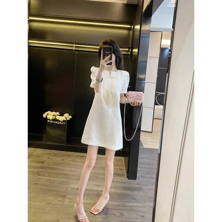 时尚休闲新中式连衣裙女2025新款夏季气质高级感小个子显瘦短裙子