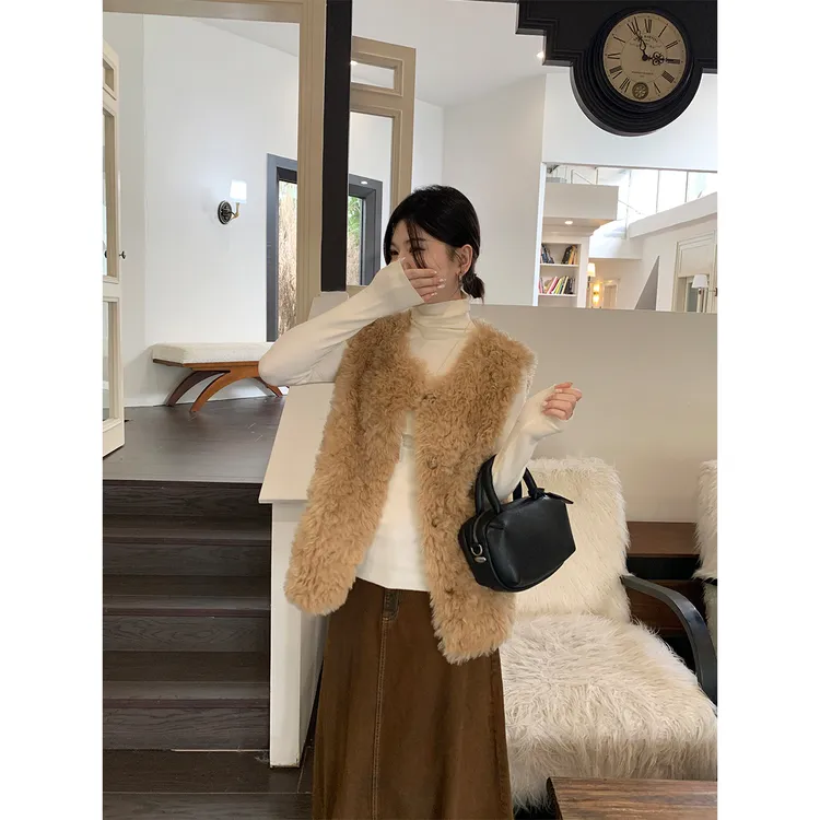 Miss sumey#1484自制秋冬韩系高级感毛毛马甲女休闲气质马夹外套