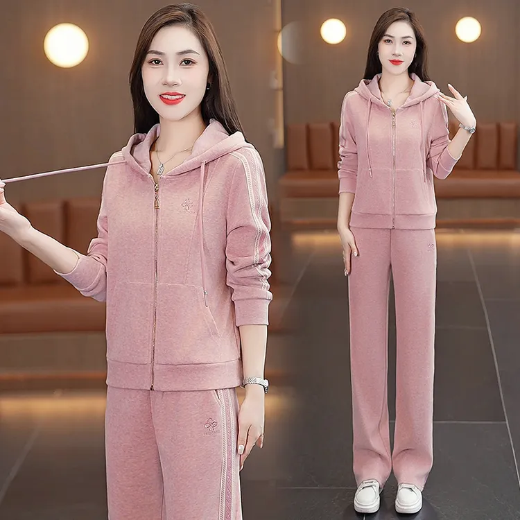 秋季时尚运动服套装女春秋新款洋气减龄气质连帽卫衣休闲两件套女