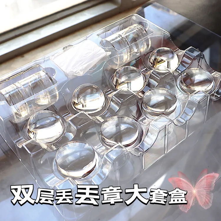 美甲工具转印双层印章秃头印章美甲专用平头印章超粘硅胶印章套装