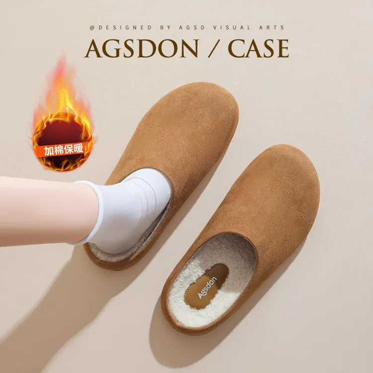 /奥古狮登厚底勃肯鞋女2025新款秋冬季加绒半拖鞋一脚蹬孕妇棉鞋Q