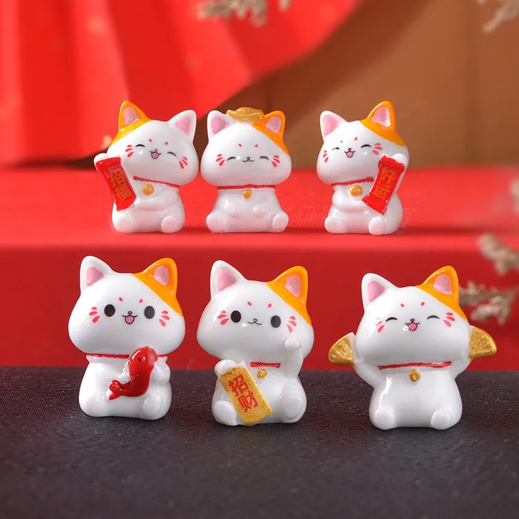 新款迷你招财猫桌面车载摆件家居办公室装饰好运招福礼物