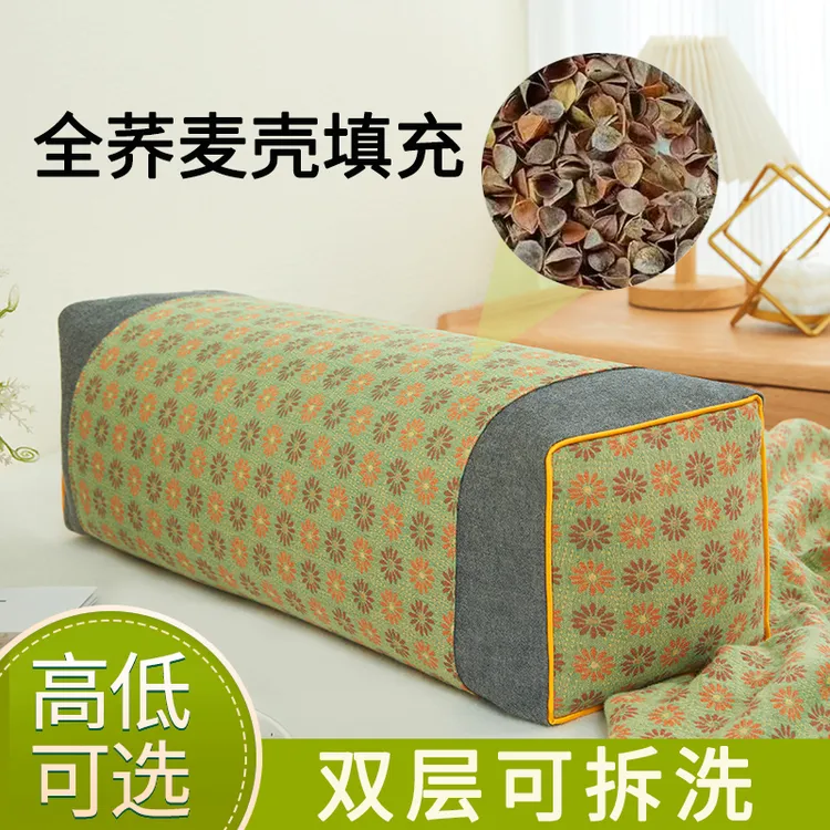 舒适双层纱荞麦枕头荞麦壳护颈枕颈椎枕加高加大枕头高枕枕芯