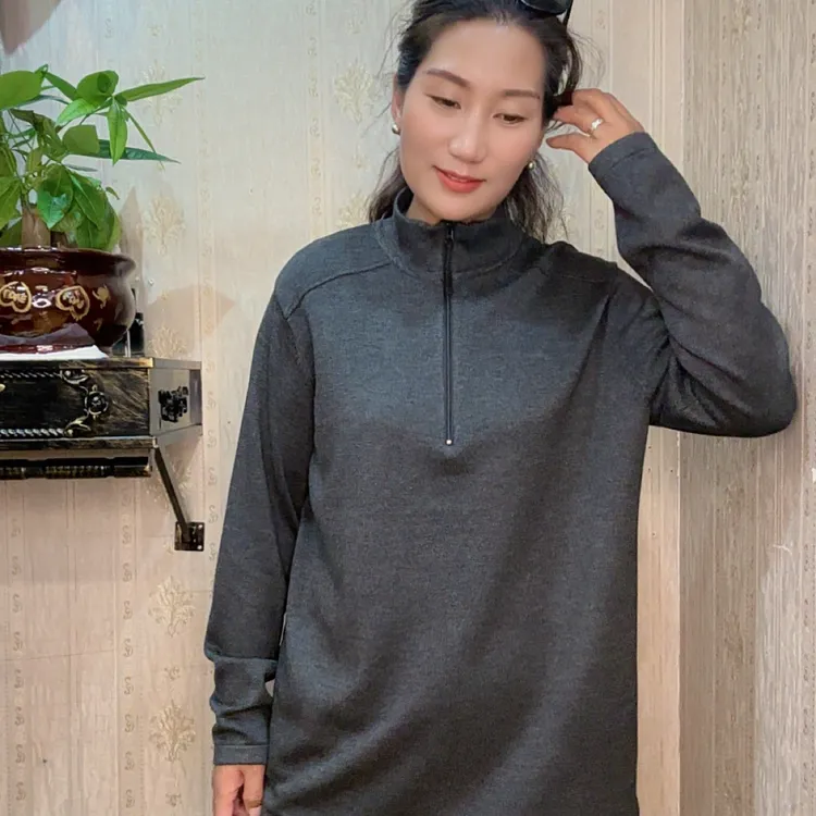 秋冬季新款美式半拉链立领毛衣打底百搭款