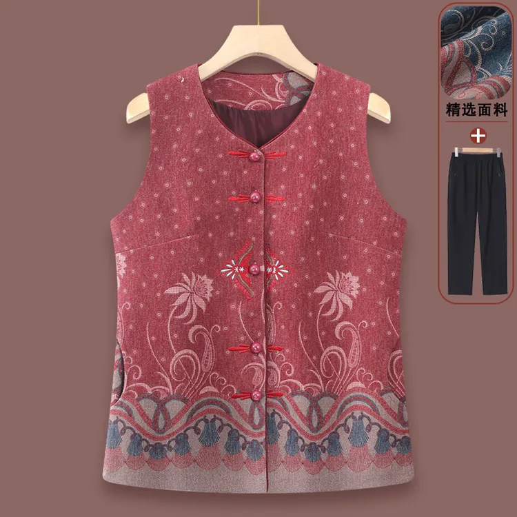 中老年女式春秋马夹外套奶奶老人衣服妈妈老太太马甲坎肩薄款背心