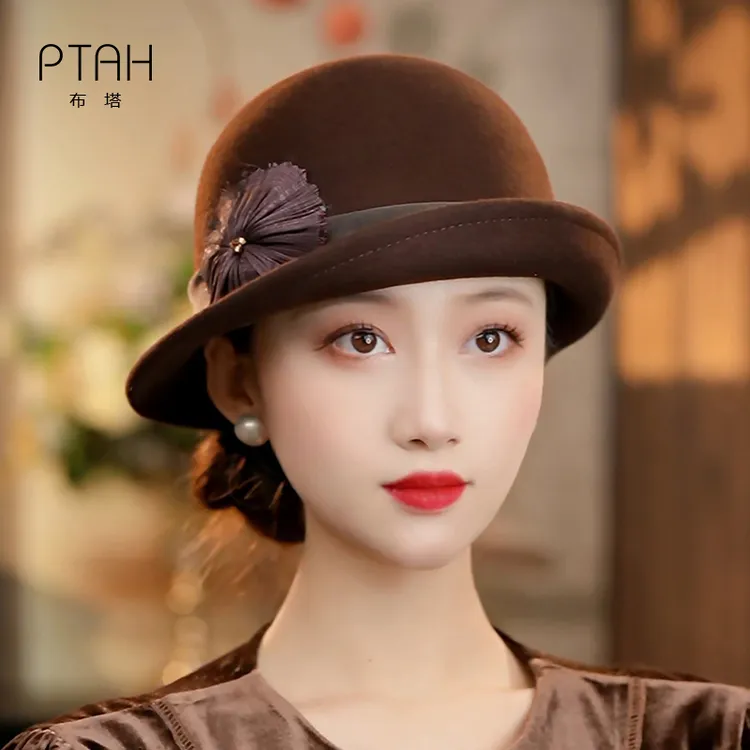 布塔绵羊毛礼帽定型帽百搭复古保暖日系秋冬百搭帽PT1396