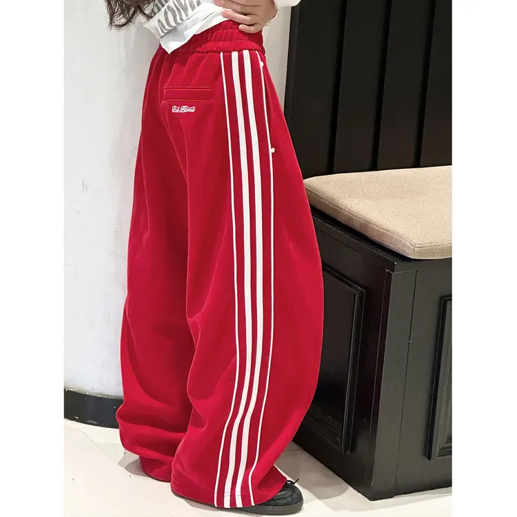 K29788孙小美拉条女童阔腿裤秋装儿童裤子2025春秋新款大童休闲裤