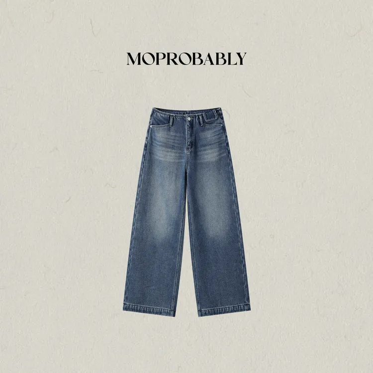 Moprobably李予诺「无束」“100棉”时尚舒适百搭阔腿牛仔裤L5473079