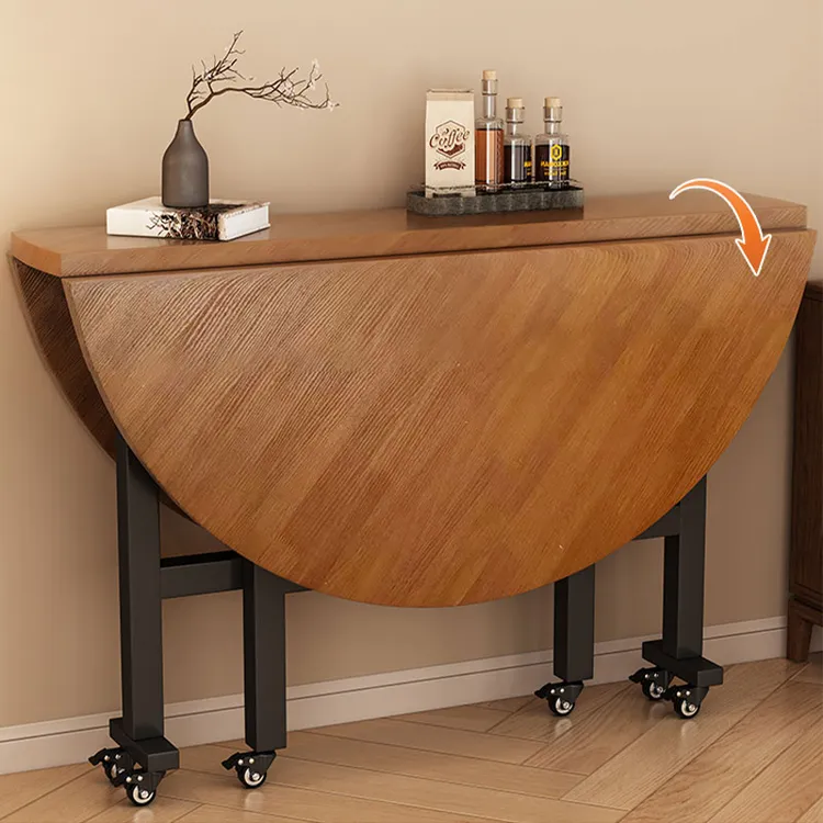 折叠圆桌家用小户型可移动折叠餐桌简易出租房饭桌10人转盘大圆桌