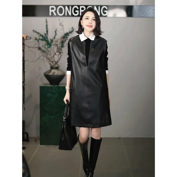 溶溶【精致个性】RONGRONG绵羊毛混纺Polo领休闲风假两件针织衫B039