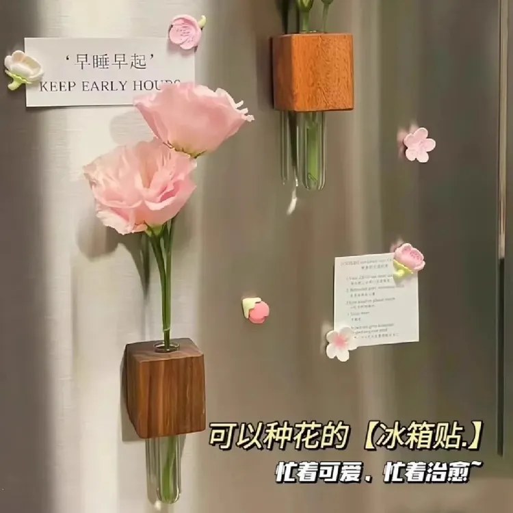 冰箱贴磁吸养花冰箱贴花瓶创意3d立体磁性墙面立体装饰磁吸可养花