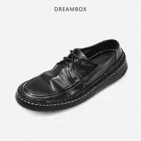 dreambox钧博vibram马皮高档轻奢休闲皮鞋男轻便透气商务帆船鞋潮