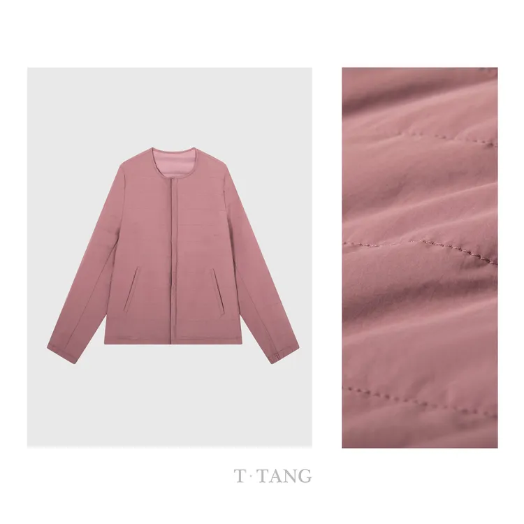 秋季新款进口高科技环保面料简约单排扣横条绗缝棉服外套【7281】