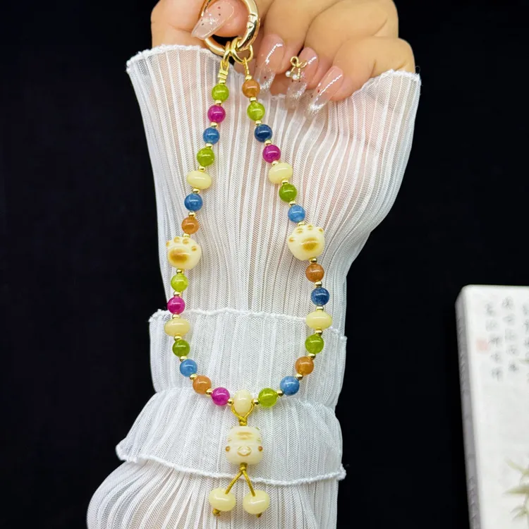 手机挂饰欢玺猫手工挂件短款时尚长款挂脖防丢斜挎长链手机挂绳