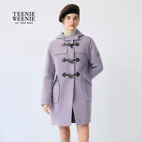 TeenieWeenie小熊女绵羊毛牛角扣毛呢大衣25秋新外套TTJW254TC2E