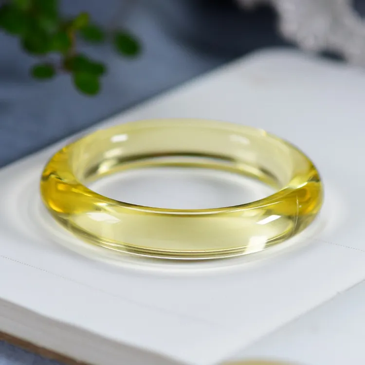 巴西天然黄水晶手镯，圈口55.5mm，宽12.7mm，厚10.8mm，重63克