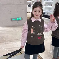 女童宝宝韩版卡通刺绣毛衣马甲洋气保暖叠穿针织背心 