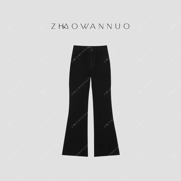 ZHAO WANNUO 丨celi*e黑色微喇九分牛仔裤NC0851