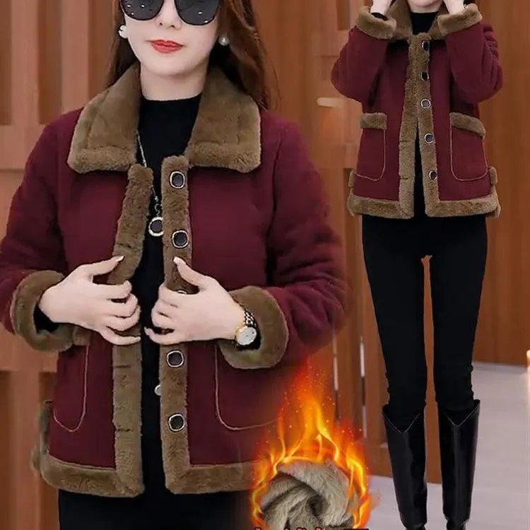 加绒加厚短外套女2025冬季新款时尚洋气小个子呢子保暖宽松上衣潮