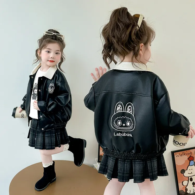 女童皮衣外套2025新款儿童春秋装4-6岁幼儿园潮款女宝宝秋季夹克